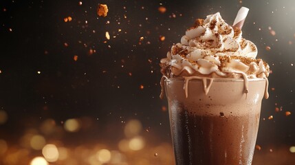 Chocolate Protein Shake with Foam on Top