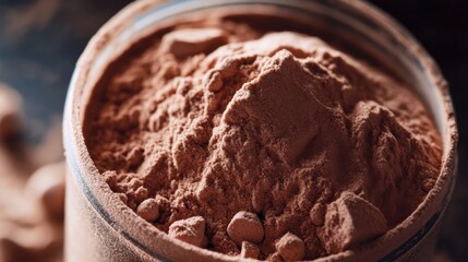 Close-up of Chocolate Protein Powder Granules
