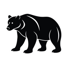 Black Bear Silhouette Walking on White Background