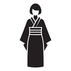 Classic yukata form in sleek vector style – yukata silhouette – yukata vector – yukata illustration – japanese dress silhouette – ladies dress silhouette – silhouette of yukata

