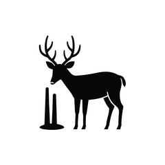 Fototapeta premium Deer and Traffic Cone Silhouette Illustration