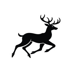 Leaping Deer Buck Silhouette Vector.
