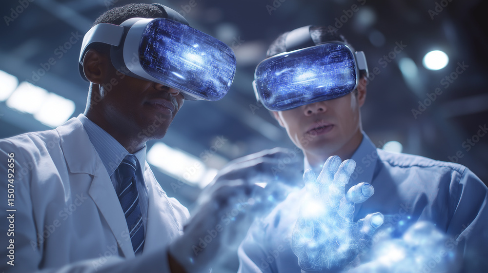 Aufkleber future automation in a virtual factory with diverse workers