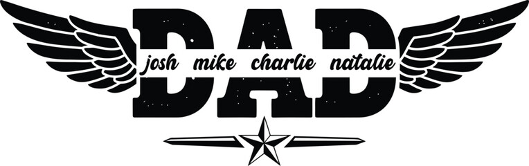 Winged Dad With Kids Names