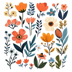 Collection of colorful floral illustrations.