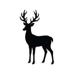 Deer silhouette standing isolated on white background
