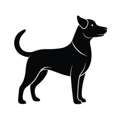 Elegant Black Dog Silhouette Standing Profile View