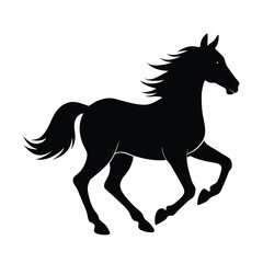 Galloping Horse Silhouette on White Background