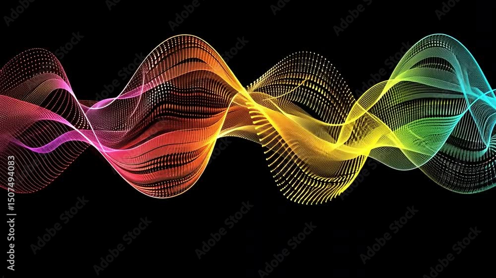 Aufkleber colorful digital wave patterns an abstract design of fluid motion and energy, showcasing vibrant sou