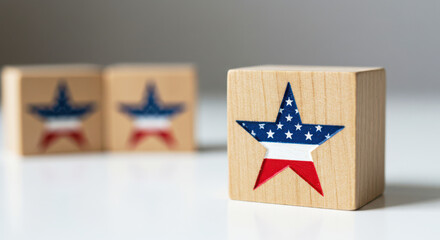 Obraz premium Decoratively painted wooden blocks with American star design 