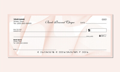 Blank Cheque Vector guilloche pattern, Template for Print or Web