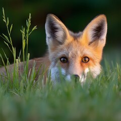 Obraz premium Close-up of a red fox in grass