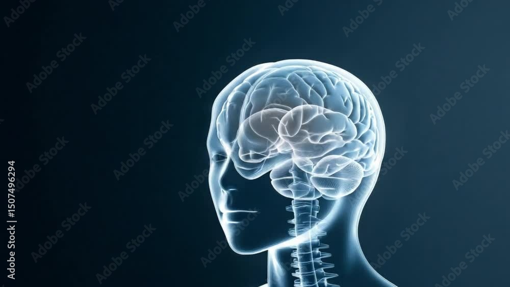 Poster x-ray brain: a mesmerizing x-ray depiction of a human head, illuminating the intricate structure of 