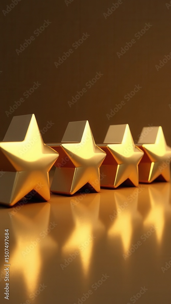 Poster gold five star rating feedback on virtual sreen. customer review satisfaction feedback.concept of sa