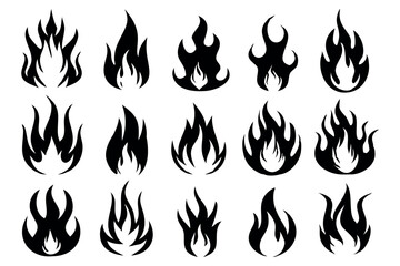 Editable Fire Silhouette Icons

