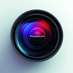 Colorful illustration of a detailed camera lens.