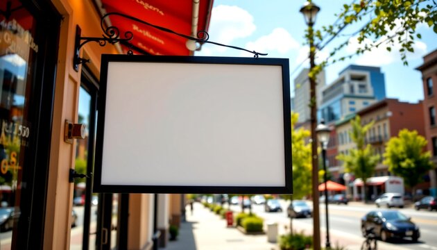a black frame signboard prominently positioned against a backdrop of a street lined with trees