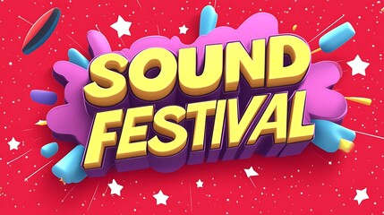 Colorful 3d text graphic for a sound festival.