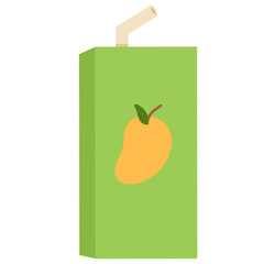 PNG, Playful Cartoon Mango Juice Box with Straw - A Fun & Fruity Drink for Childhood & School Adventures, Clean White Backdrop