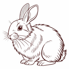 Vintage-style vector engraving of a rabbit on a white background, perfect for prints, logos, and design projects.