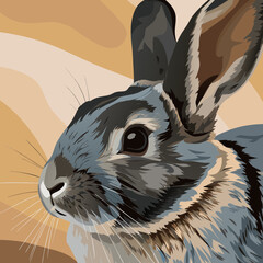 Vintage-style vector engraving of a rabbit on a white background, perfect for prints, logos, and design projects.