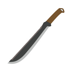 Machete knife with wooden handle and saw back blade isolated on white background vector image