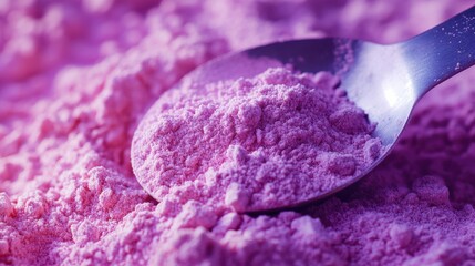 Measuring Spoon Resting on Protein Powder Heap Ultra.