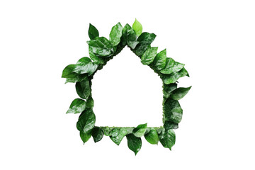 Fototapeta premium Green leaf house shape isolated on transparent background