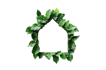 Green leaf house shape isolated on transparent background