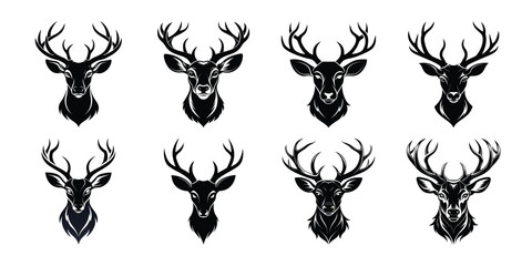 Deer head logo style black and white vector illustration