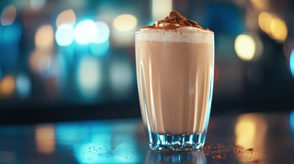 Glass of Vanilla Protein Shake with Cinnamon Sprinkle