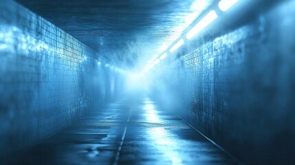 Mysterious Blue Subway Tunnel