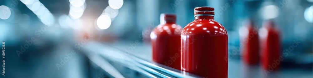 Poster dynamic view of fire extinguisher production in an active factory environment