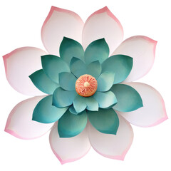 Fototapeta premium Handmade Paper Lotus Flower Teal and Pink Floral Craft, Elegant Home Decor