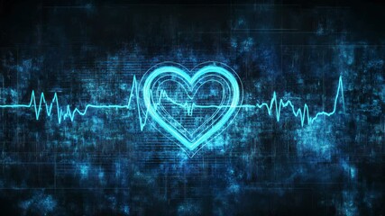 Abstract digital heart pulse visualization, technology concept background - Powered by Adobe