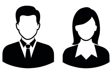 Professional Male Female Silhouettes – Business Avatar Icons