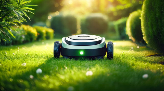 Rasenm&auml;hroboter im Garten