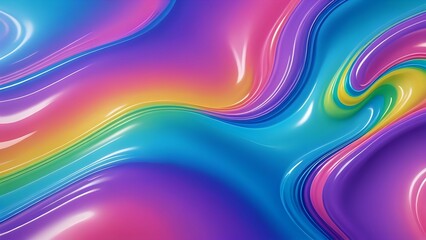 Obraz premium Multicolor iridescent liquid swirl with a glossy, holographic look great for fashion, art, or digital trends.