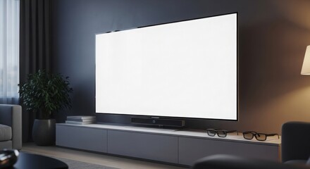 Fototapeta premium Modern living room with blank television screen