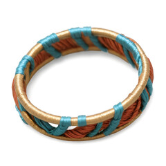 Boho Style Wrapped Thread Ring Bracelet Teal and Copper Accents