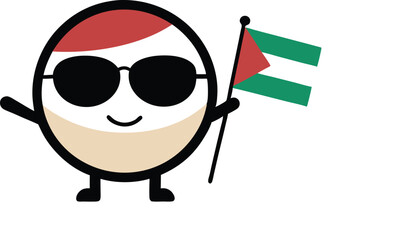 A cute emoji with oversized black sunglasses waving hello vector art illustration