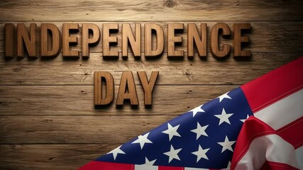 Independence day background with american flag and wooden letters for july fourth celebration - Powered by Adobe