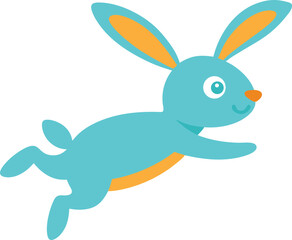 A cartoon bunny jumping in the air with joy vector art illustration