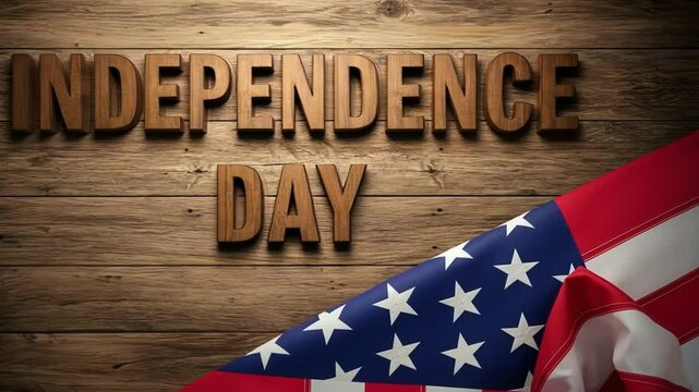 Independence day background with american flag and wooden letters for july fourth celebration