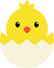 Obraz premium A cute chick popping out of a cracked eggshell vector art illustration