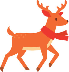 A cute deer walking with a cozy winter scarf vector art illustration
