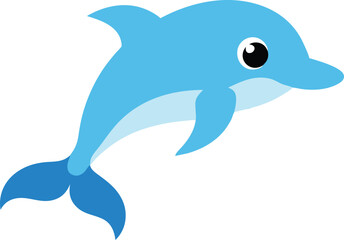A cute dolphin blowing heart shaped bubbles vector art illustration