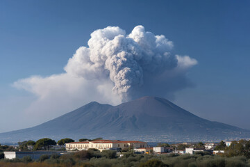 breathtaking view of mount vesuvius with majestic clouds swirling around its peak