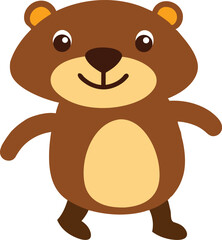 A happy beaver holding a wooden log and smiling vector art illustration