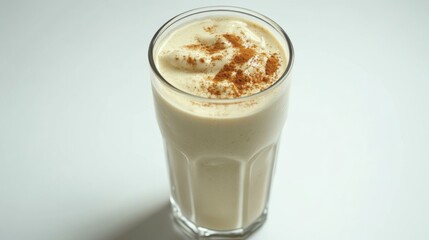 Glass of Vanilla Protein Shake with Cinnamon on Top